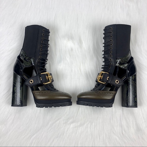 Burberry Shoes - Burberry Westmarsh Olive Snakeskin Military Boot